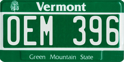 VT license plate OEM396