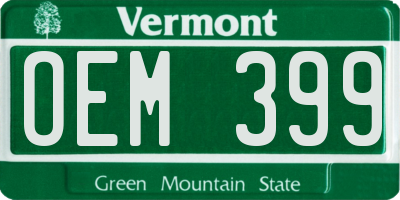 VT license plate OEM399