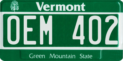 VT license plate OEM402