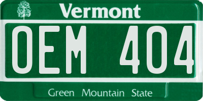 VT license plate OEM404