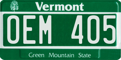 VT license plate OEM405