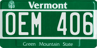 VT license plate OEM406