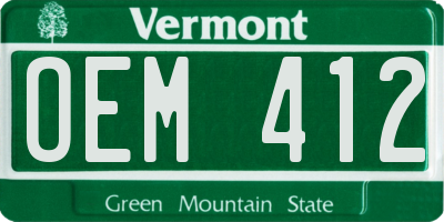 VT license plate OEM412