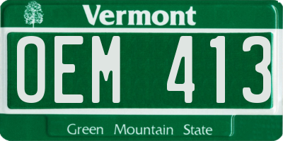 VT license plate OEM413
