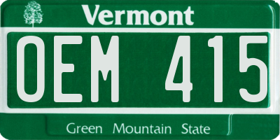 VT license plate OEM415