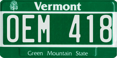 VT license plate OEM418