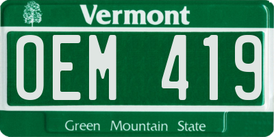 VT license plate OEM419
