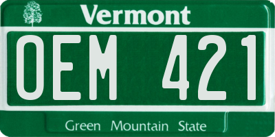 VT license plate OEM421