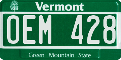 VT license plate OEM428