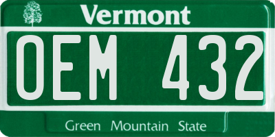 VT license plate OEM432