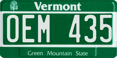 VT license plate OEM435