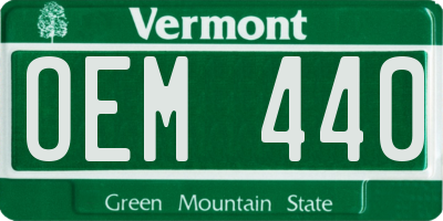 VT license plate OEM440