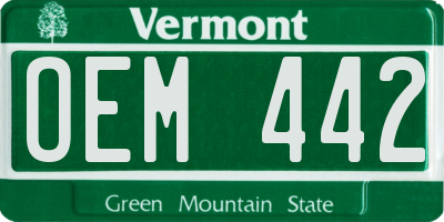 VT license plate OEM442