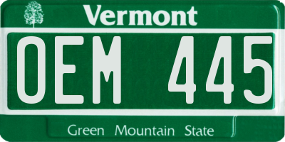 VT license plate OEM445