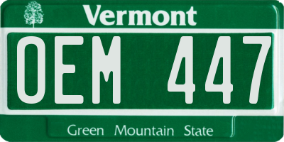 VT license plate OEM447