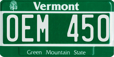 VT license plate OEM450