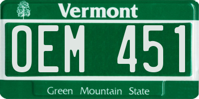 VT license plate OEM451