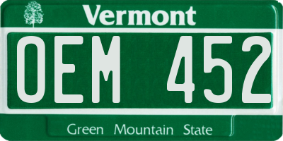 VT license plate OEM452