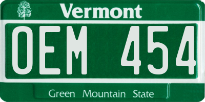 VT license plate OEM454