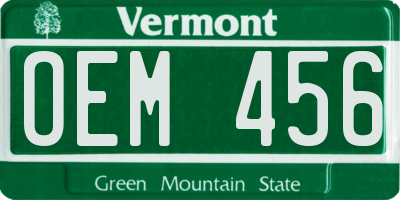 VT license plate OEM456
