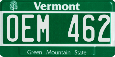 VT license plate OEM462