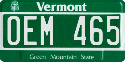 VT license plate OEM465