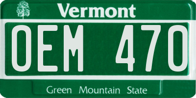 VT license plate OEM470