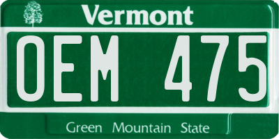 VT license plate OEM475