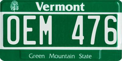 VT license plate OEM476