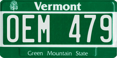VT license plate OEM479