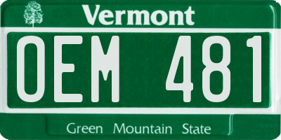 VT license plate OEM481