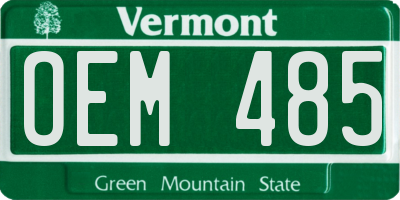 VT license plate OEM485