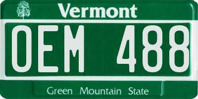 VT license plate OEM488