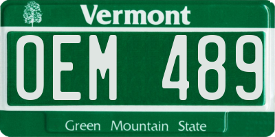 VT license plate OEM489