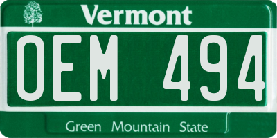 VT license plate OEM494