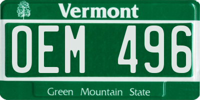VT license plate OEM496