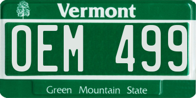 VT license plate OEM499