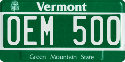 VT license plate OEM500