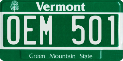 VT license plate OEM501
