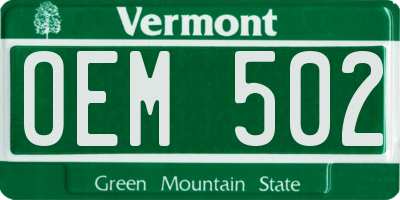 VT license plate OEM502
