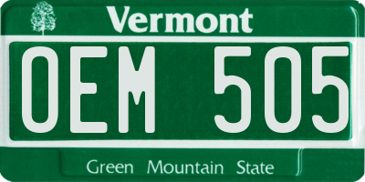 VT license plate OEM505