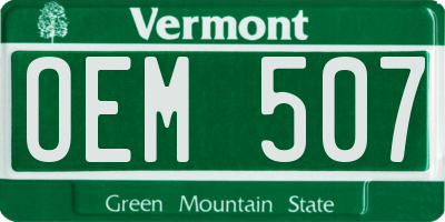 VT license plate OEM507