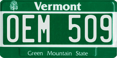 VT license plate OEM509