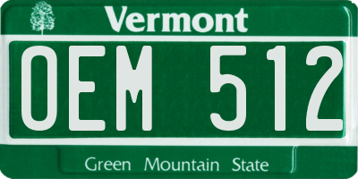 VT license plate OEM512