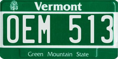VT license plate OEM513
