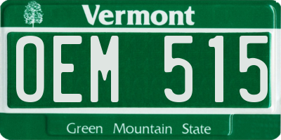 VT license plate OEM515