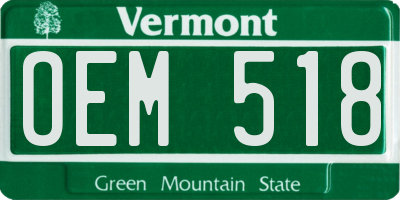 VT license plate OEM518