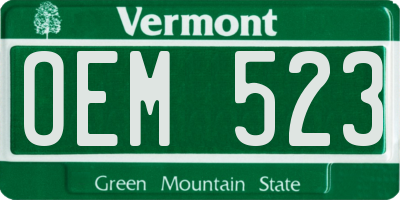 VT license plate OEM523
