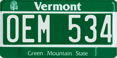 VT license plate OEM534
