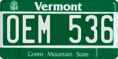 VT license plate OEM536